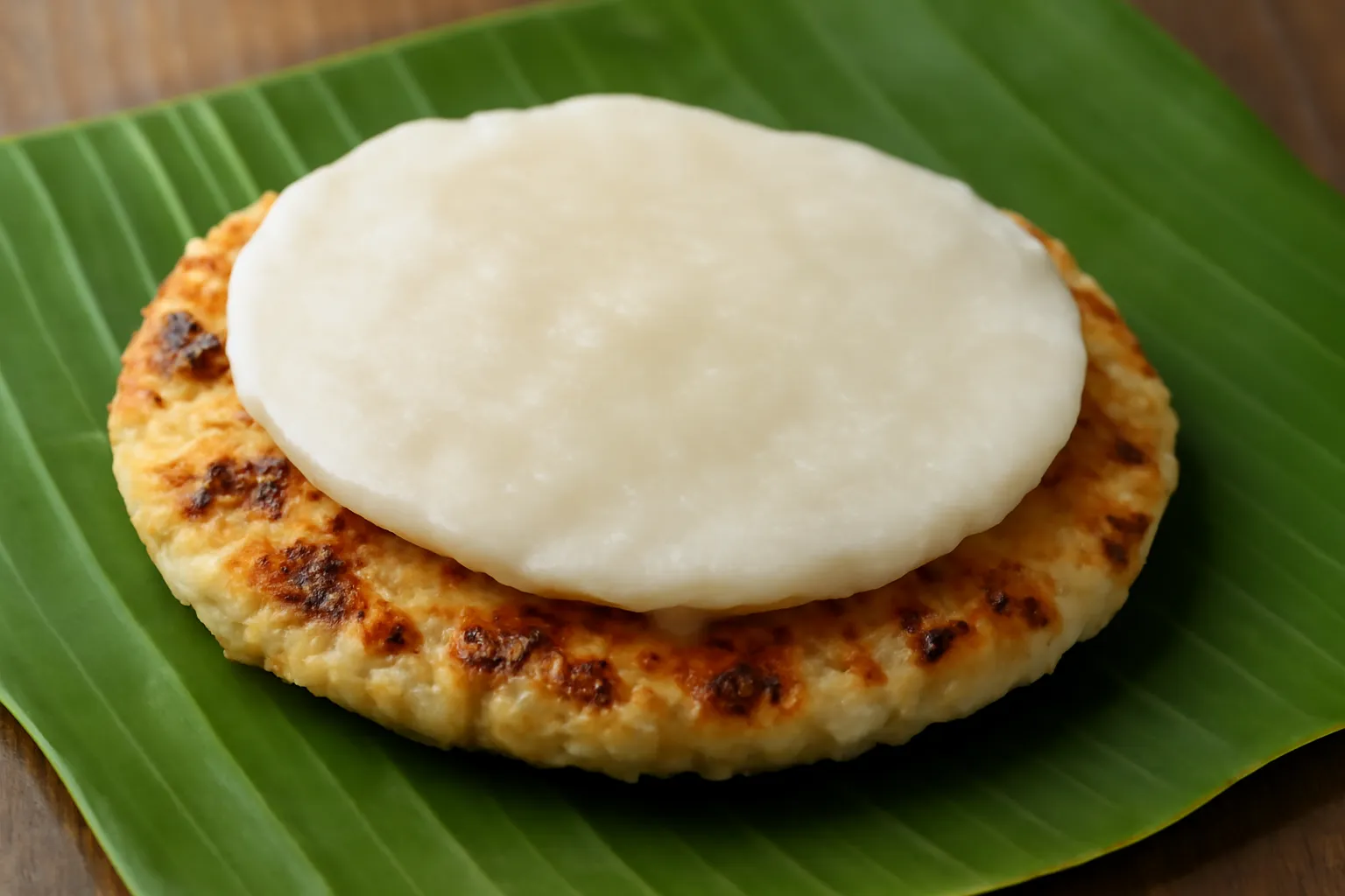 Bánh tráng nướng và bánh ướt xếp chồng trên đĩa lá chuối
